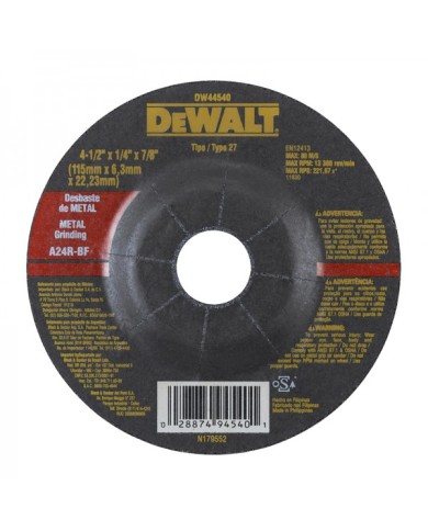 Disco abrasivo desbaste metal 4-1/2? x 1/4? – DeWALT