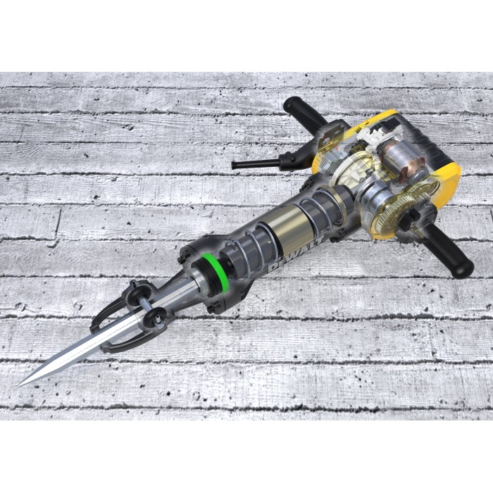 Triturador demoledor de pavimento hexagonal de 1-1/8". de 68 lb con martillo y acero