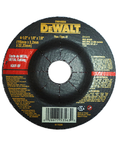 DISCO PARA CORTE 4.1/2 X 1/8X 7/8 PULG 