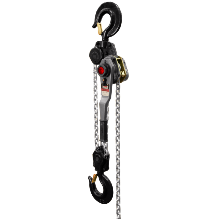 Tecle Ratchet cadena 9 Ton. Con elevación de 5 pies con protección contra sobrecarga.
