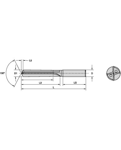 Broca Metal Duro Integral TX SERIE B411 para agujeros de precisión con refrigeración interior Diámetro Ø