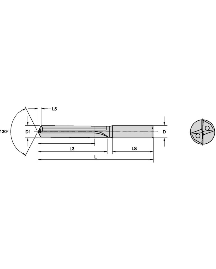 Broca Metal Duro Integral TX SERIE B411 para agujeros de precisión con refrigeración interior Diámetro Ø