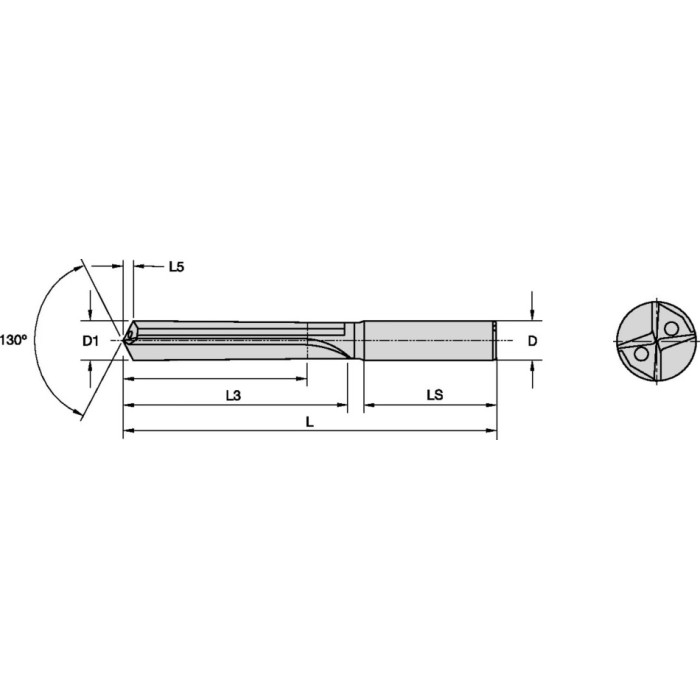 Broca Metal Duro Integral TX SERIE B411 para agujeros de precisión con refrigeración interior Diámetro Ø
