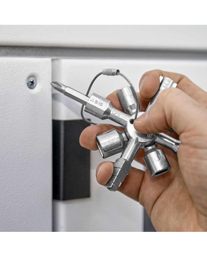 Llave para tableros eléctricos en cruz y sistemas de paso estándar 10 perfiles