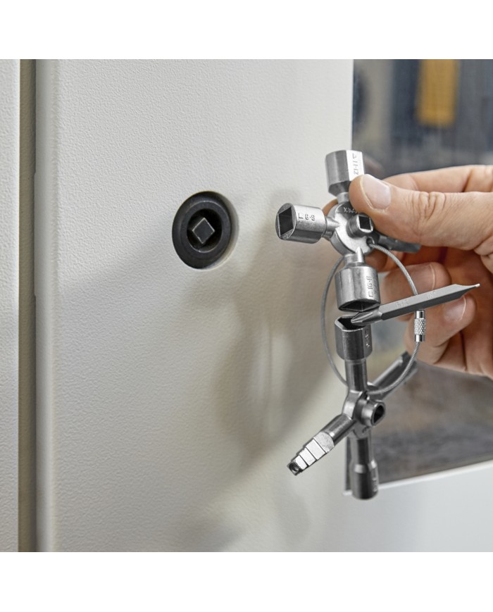 Llave para tableros eléctricos en cruz y sistemas de paso estándar 10 perfiles