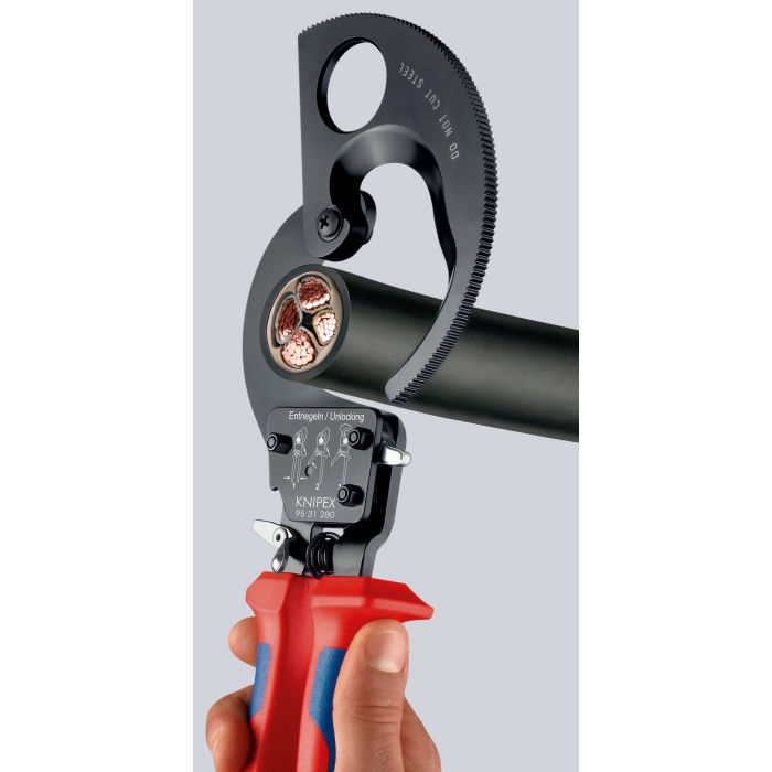Cortacables (tipo matraca) Con fundas en dos componentes Negro