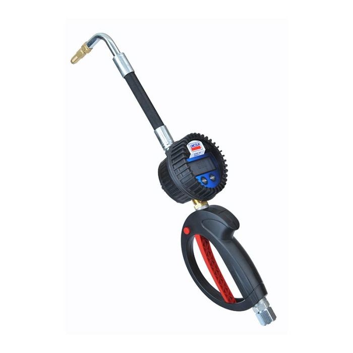 Pistola cuenta litros o galones entrada 1/2 pico flexible y antigoteo