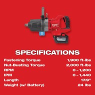 Kit Pistola de impacto inal. de alto torque de 1" 2,000 FT/LB ONE-KEY