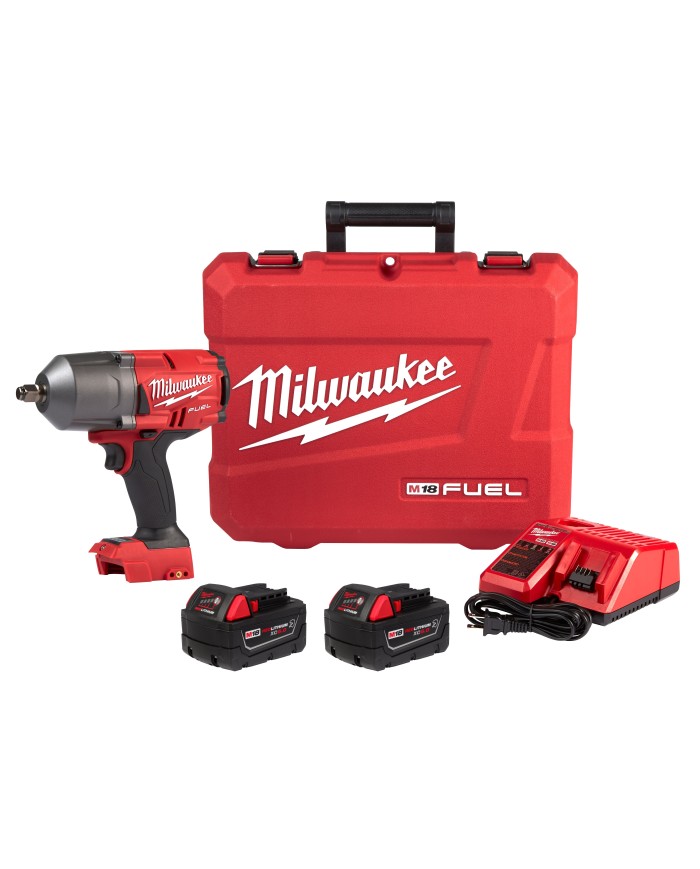 Kit pistola impacto 1/2" torque 1400 ft-lb M18 FUEL con pistola engrasadora + 2baterias XC5.0 y cargador rapido