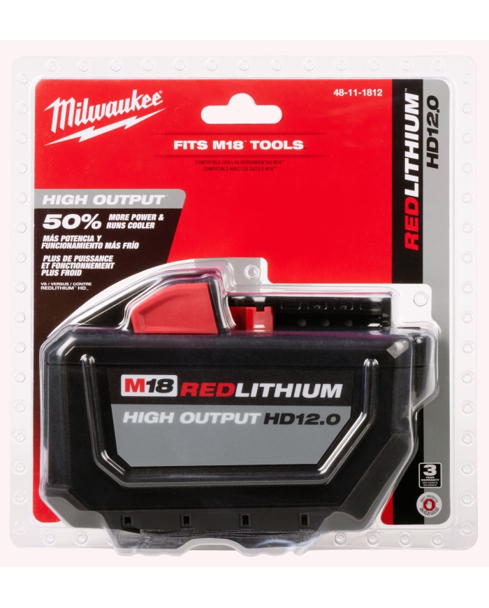 Batería M18 REDLITHIUM HD 12.0 AMP HIGH OUTPUT MILWAUKEE