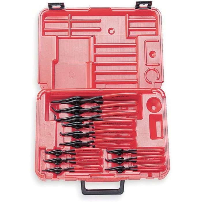 Juego de 12 pinzas o alicates convertibles para anillo de retención interior y exterior