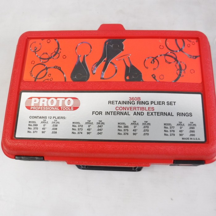 Juego de 12 pinzas o alicates convertibles para anillo de retención interior y exterior