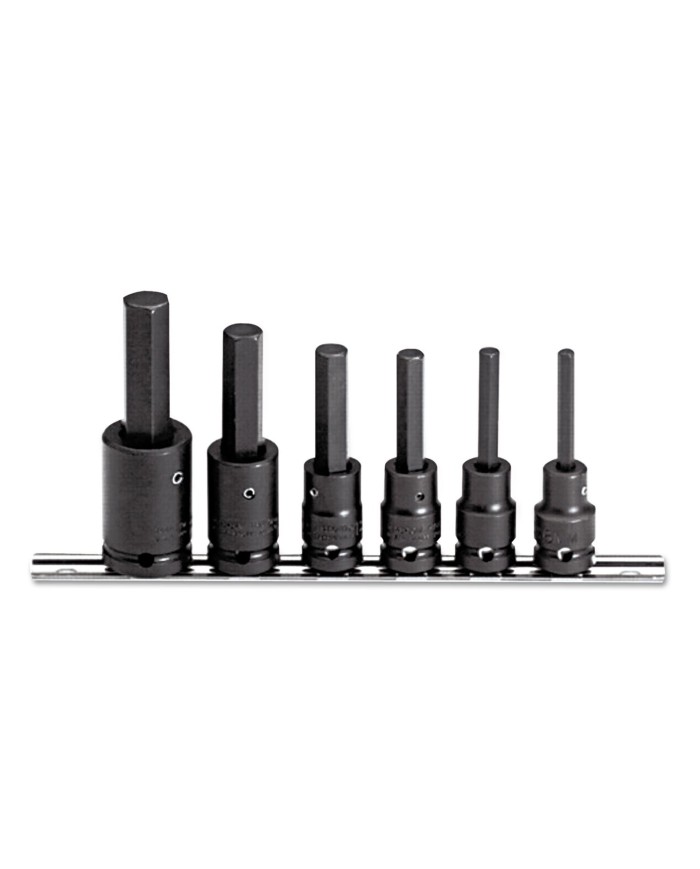 Juego de 6 llaves de vaso métricas hexagonales de impacto con cierre de pines, punta hexagonal