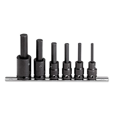 Juego de 6 llaves de vaso métricas hexagonales de impacto con cierre de pines, punta hexagonal