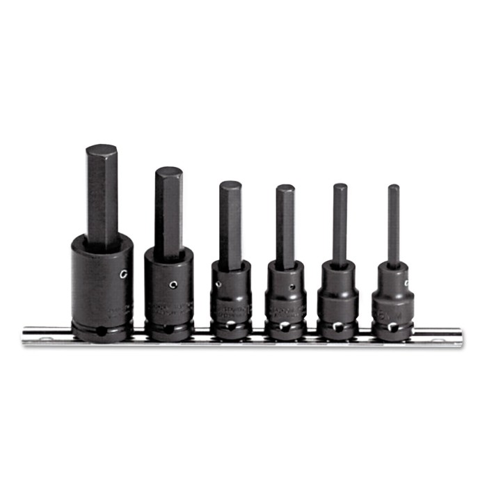 Juego de 6 llaves de vaso métricas hexagonales de impacto con cierre de pines, punta hexagonal