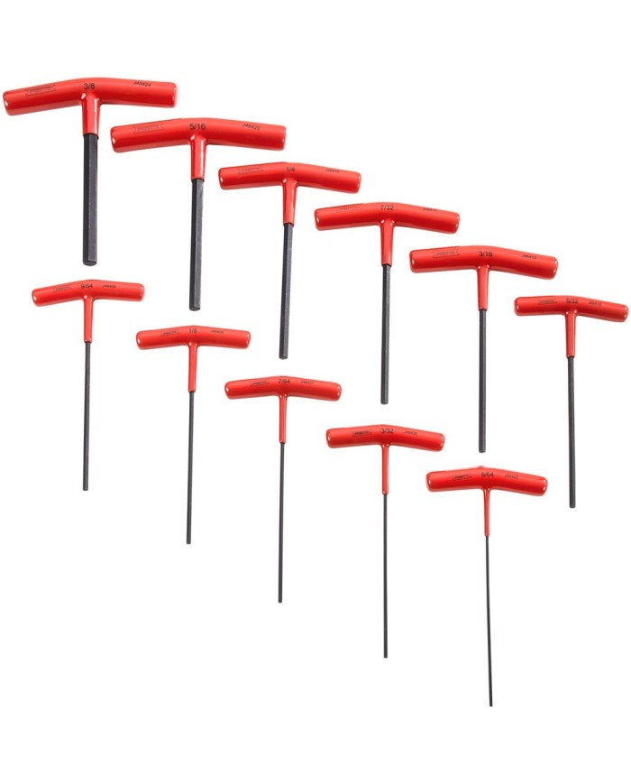 Juego de llaves allen en "T" 3/32 A 3/8 10 piezas