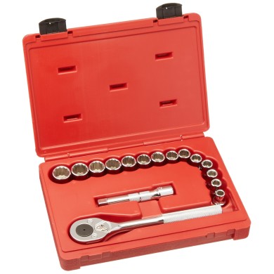 Juego de dados y accesorios 1/2 de 10 a 23mm 16 piezas