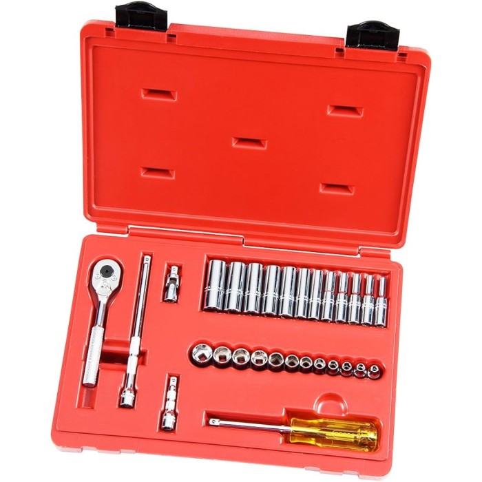 Juego de dados y accesorios 1/4 de 4 a 14mm 19 piezas 6pt