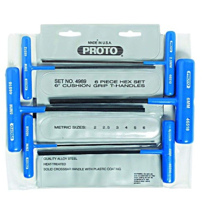 Juego de llaves en "T" 2 a 6mm 6 piezas