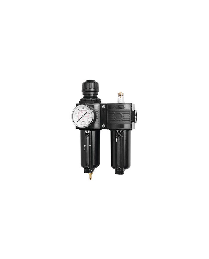 Filtro-Regulador y Lubricador líneas de aire de entrada y salida 1/2 modular c/manometro 14 bar ATC-2C Samoa