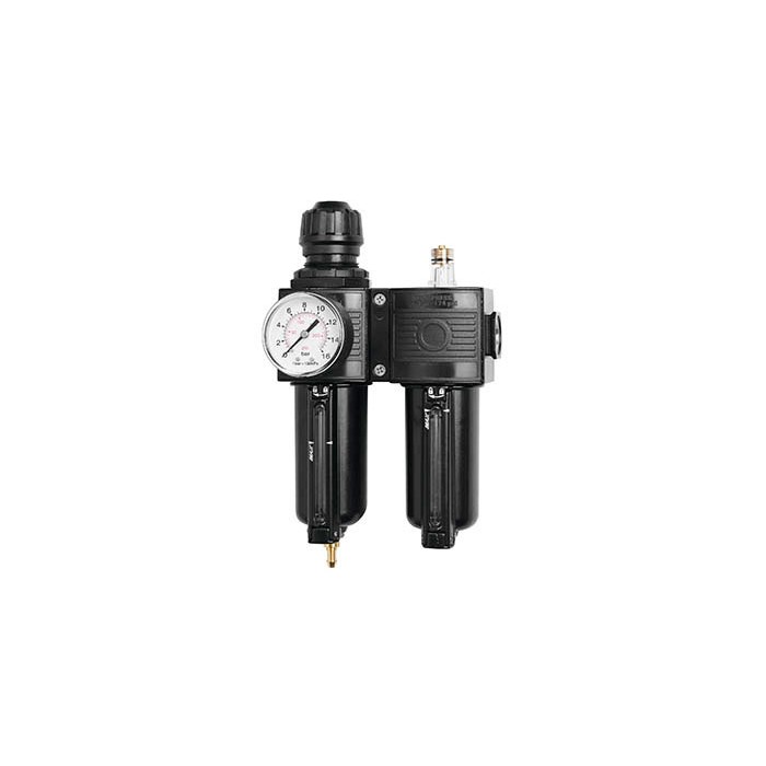 Filtro-Regulador y Lubricador líneas de aire de entrada y salida 1/2 modular c/manometro 14 bar ATC-2C Samoa