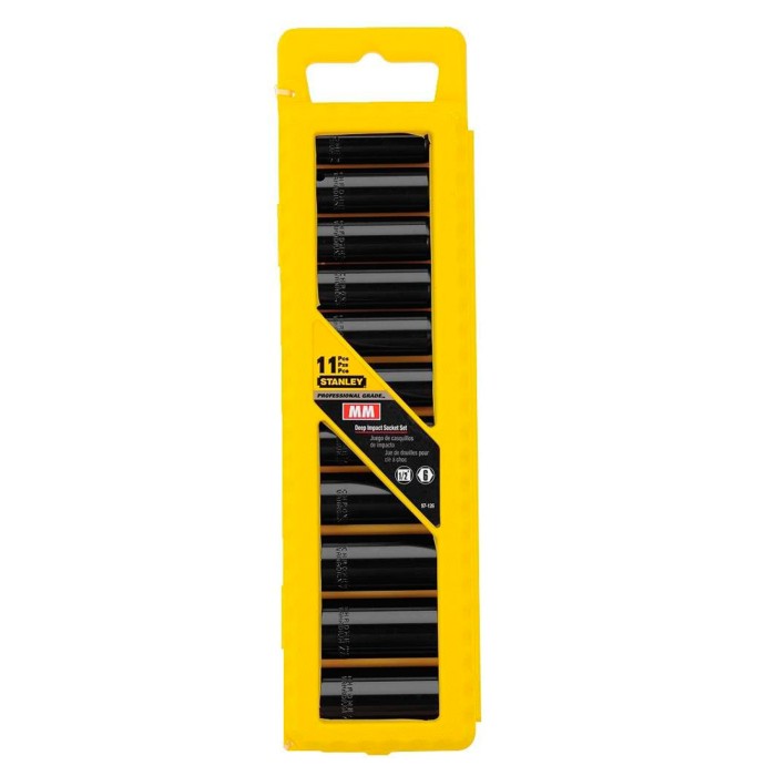 Juego de dados de impacto largos 1/2 de 10 a 24mm 11 piezas Stanley