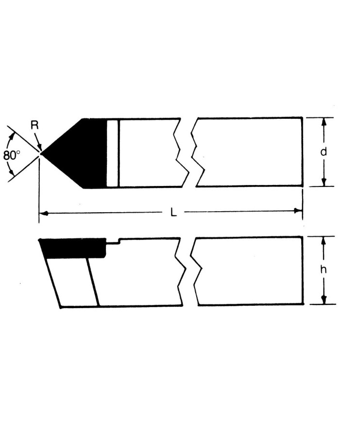 Cuchilla para torno corte recto P/MD C5/P30 D-6 3/8 TMX