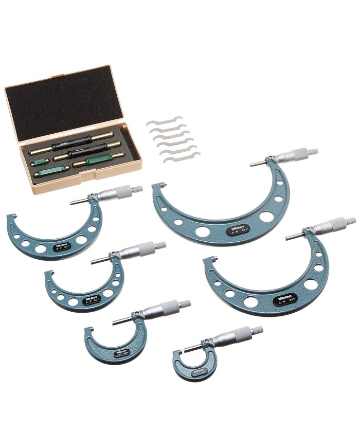 Juego de Micrómetros Exteriores 0 a 6" Caja Mitutoyo
