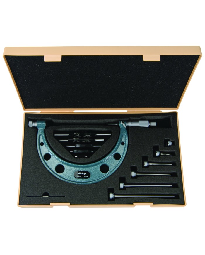 Juego de Micrómetros Exteriores 0 a 100MM x 0.01mm Mitutoyo