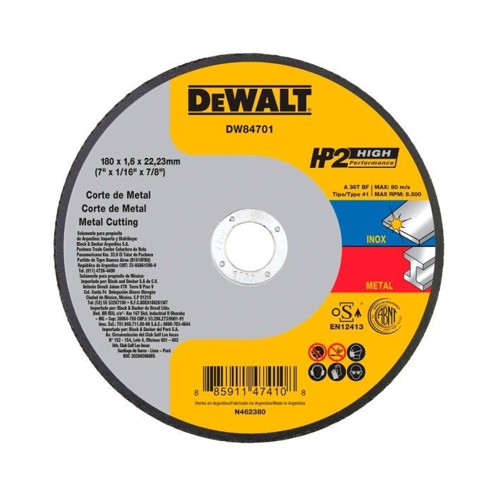 Disco Corte (Acero Inoxidable) Plano 7×1/16×7/8 Pulgada