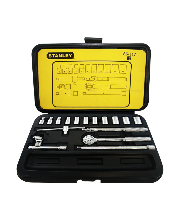 Juego de dados y accesorios 1/4 de 4 a 13mm 18 piezas Stanley