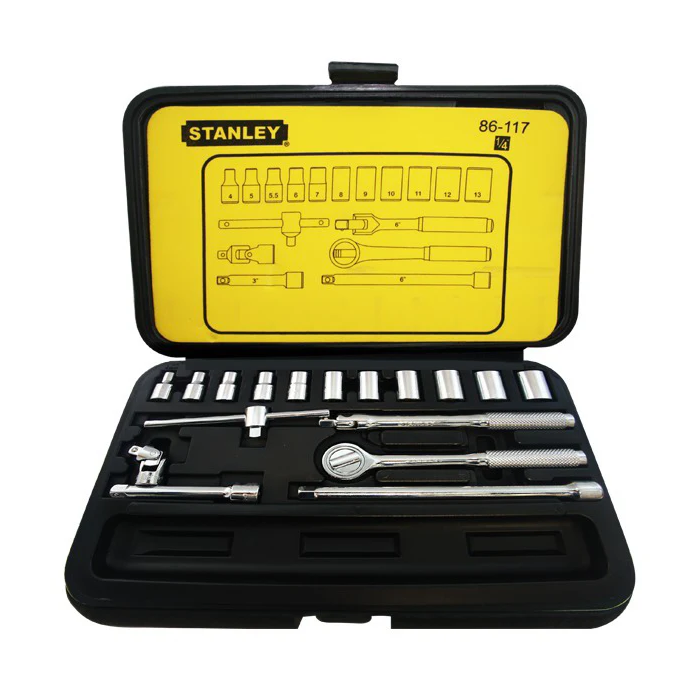 Juego de dados y accesorios 1/4 de 4 a 13mm 18 piezas Stanley