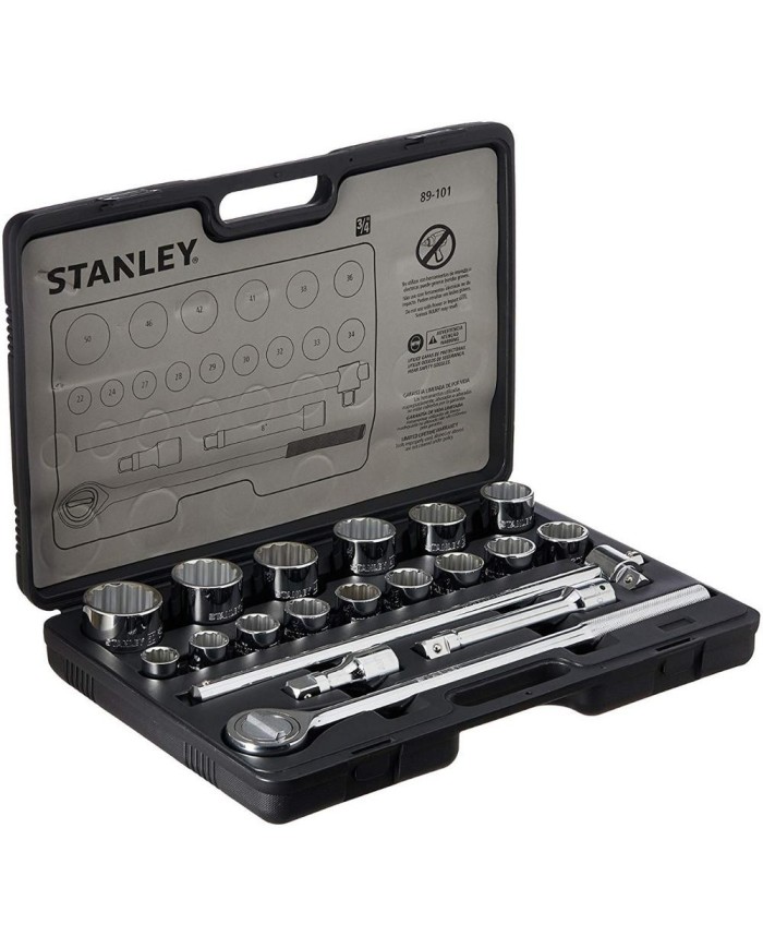 Juego de dados y accesorios 3/4 de 22 a 50mm 12pt 19 piezas Stanley