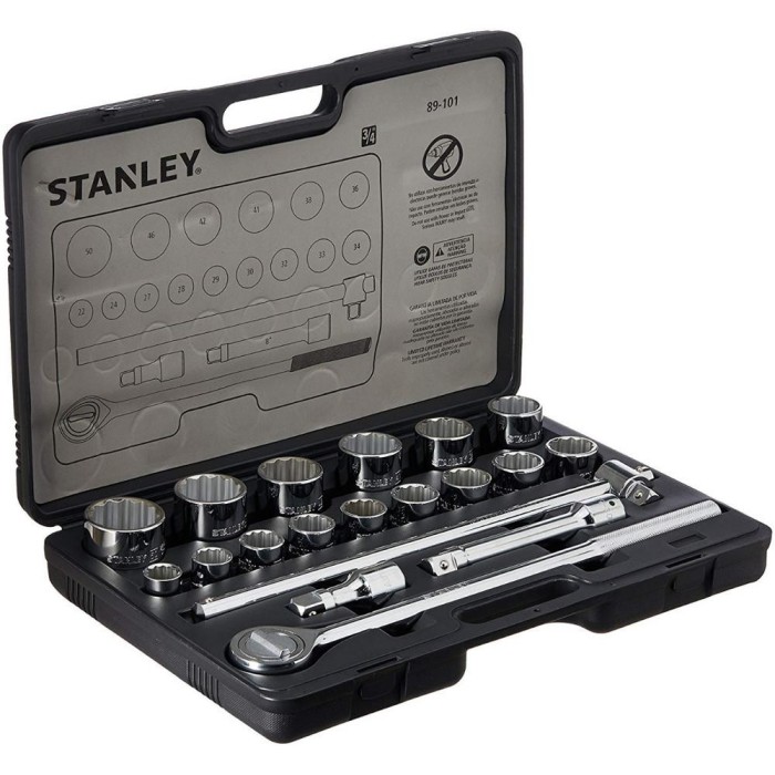 Juego de dados y accesorios 3/4 de 22 a 50mm 12pt 19 piezas Stanley