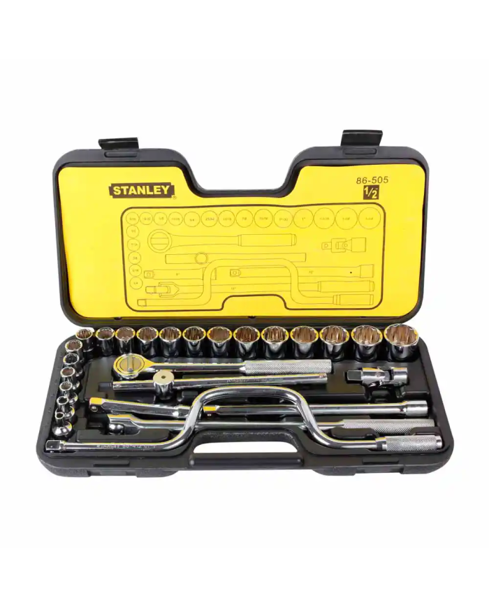 Juego de dados y accesorios de 1/4 a 1"1/4 27 piezas Stanley
