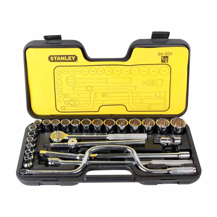 Juego de dados y accesorios de 1/4 a 1"1/4 27 piezas Stanley