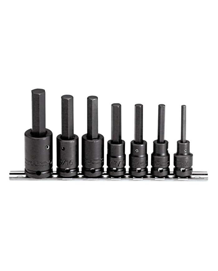 Juego de llaves de vaso de impacto, 1/2 pulgadas Dr, 6 Pt, 7 piezas