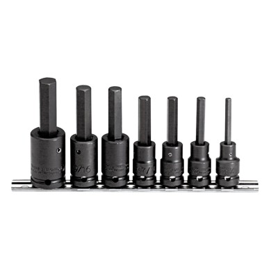 Juego de llaves de vaso de impacto, 1/2 pulgadas Dr, 6 Pt, 7 piezas