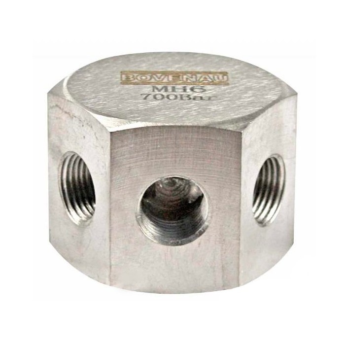 Manifold Block de 6 vías de 3/8NPt 700 Bar Bovenau