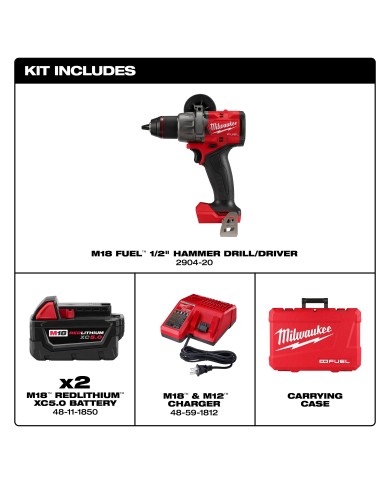 PROMO MILWAUKEE: Taladro inalámbrico percutor / atornillador 1/2"  M18 FUEL™ Milwaukee 2904-22