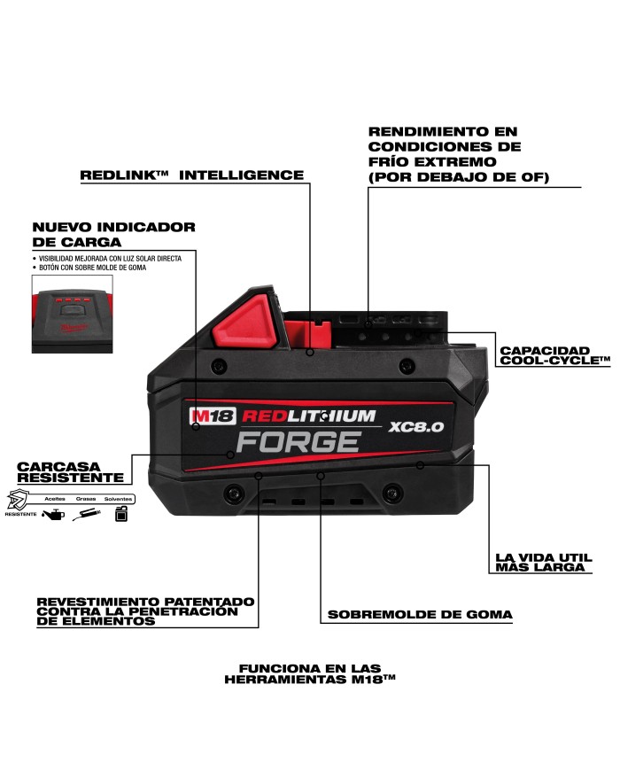 Batería M18™ REDLITHIUM™ FORGE™ XC8.0 Milwaukee