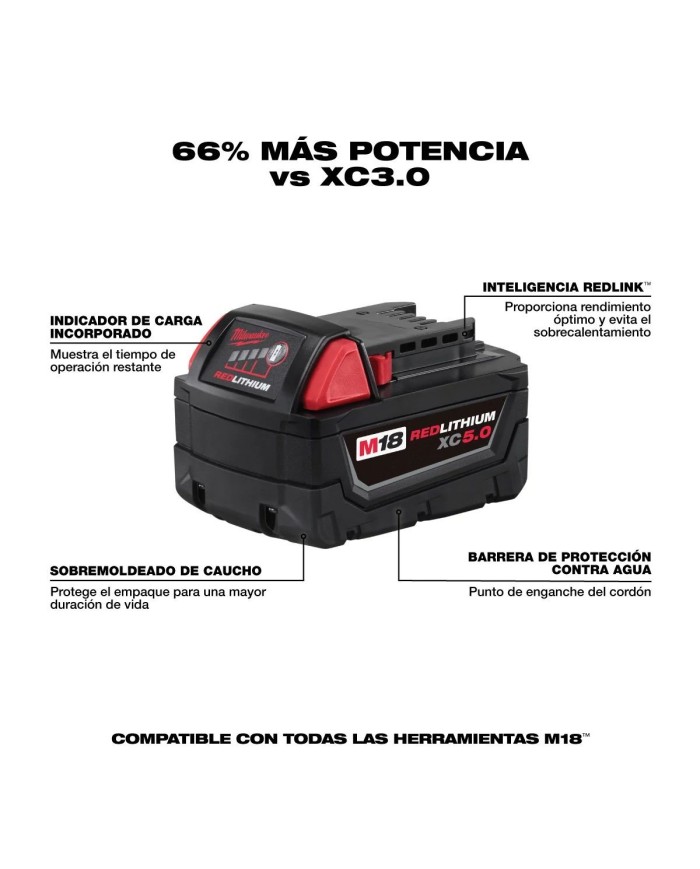 PROMO MILWAUKEE: Torre de iluminación led 2500 lúmenes (2131-20), GRATIS Batería M18™ REDLITHIUM™ XC 5.0 AMP (48-11-1850)