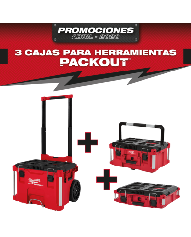 PROMO MILWAUKE: Caja de herramientas con ruedas PACKOUT™ GRATIS Caja PACKOUT 6" 5/8 y Caja PACKOUT 11" 1/8