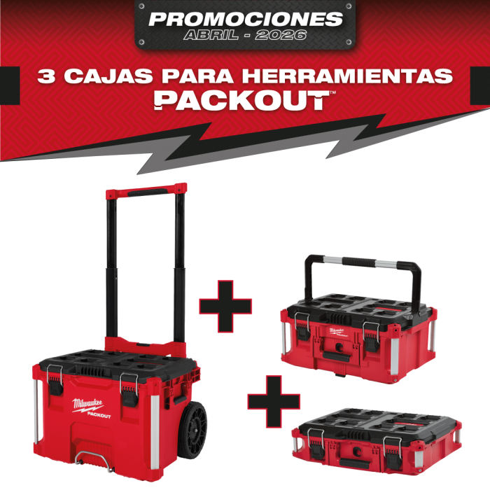 PROMO MILWAUKE: Caja de herramientas con ruedas PACKOUT™ GRATIS Caja PACKOUT 6" 5/8 y Caja PACKOUT 11" 1/8
