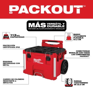 PROMO MILWAUKE: Caja rodante PACKOUT™ (48-22-8427)+ Caja PACKOUT 6" 5/8 (48-22-8424) +Caja PACKOUT 11" 1/8 (48-22-8425)