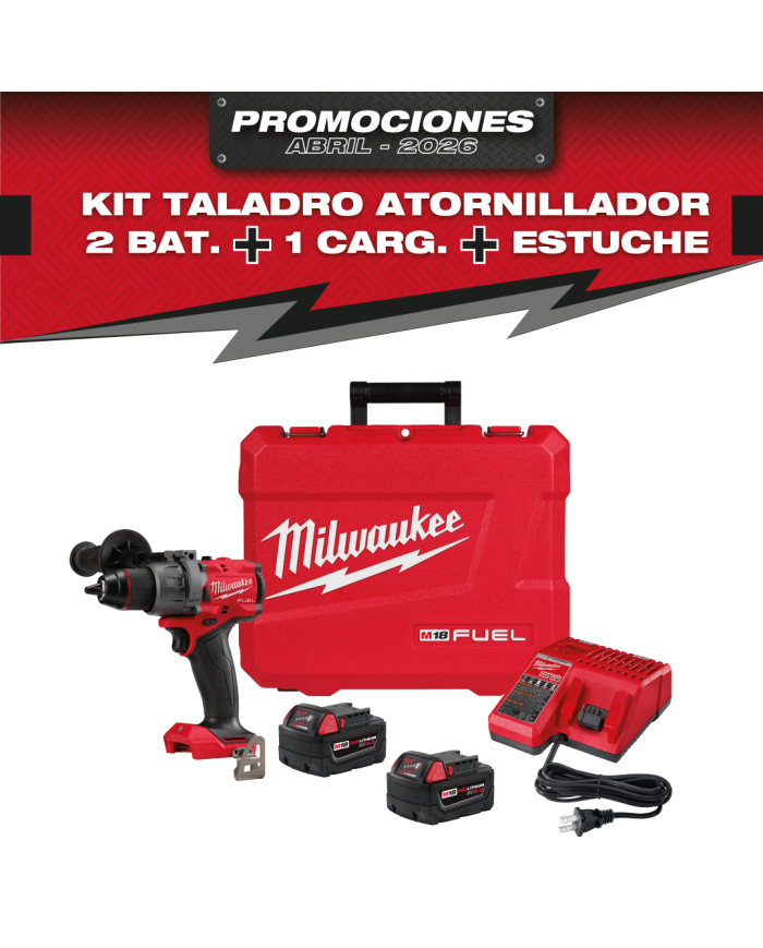 PROMO MILWAUKEE: Kit Taladro Atornillador Inalámbrico M18™ 1/2" (2903-22) + 2 baterías de 5.0 A.H