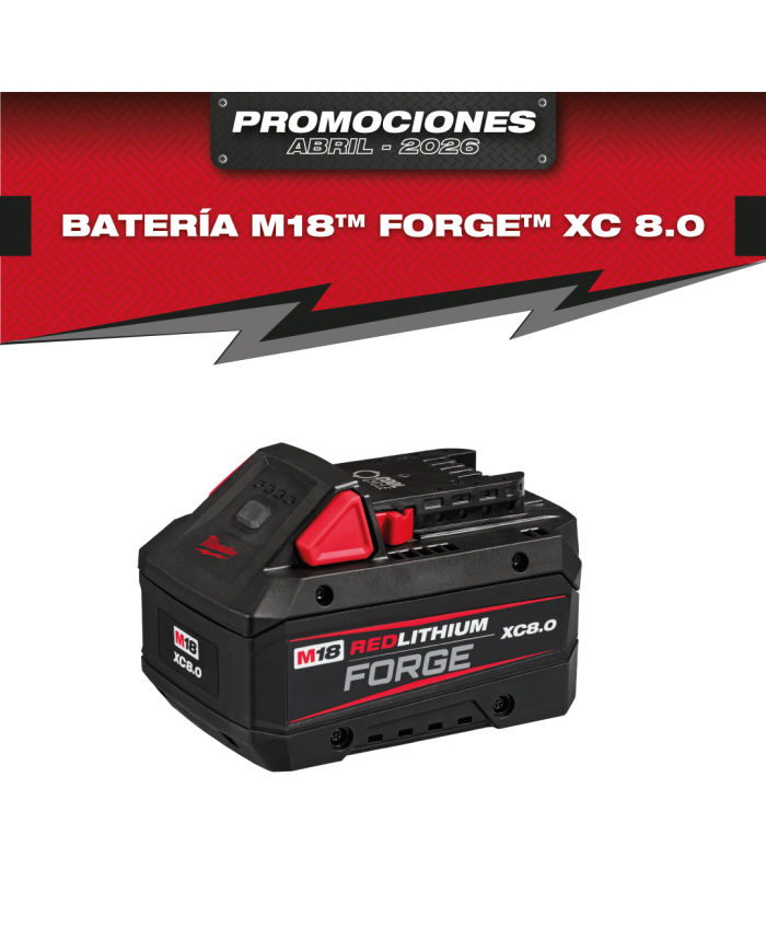 PROMO MILWAUKEE: Batería M18™ REDLITHIUM™ FORGE™ XC8.0 Milwaukee (48-11-1881)
