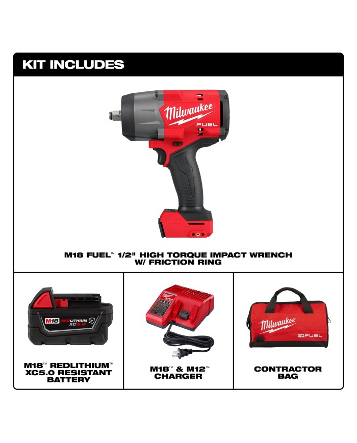 PROMO MILWAUKEE: Kit Pistola de impacto + 1 baterías  XC 5.0 + 1 Cargador GRATIS 1 Batería M18™ FORGE™  XC 8.0