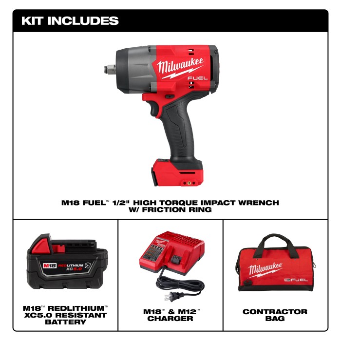 PROMO MILWAUKEE: Kit Pistola de impacto + 1 baterías  XC 5.0 + 1 Cargador GRATIS 1 Batería M18™ FORGE™  XC 8.0