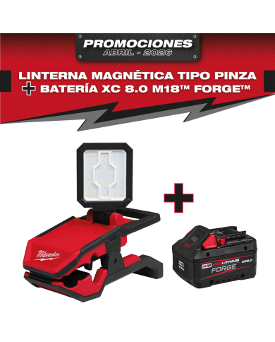 PROMO ABRIL: Linterna Milwaukee magnética tipo pinza M18™ ROVER™ (2358-20) 1500 lumens GRATIS: Batería M18™ FORGE™ XC 8.0 AMP